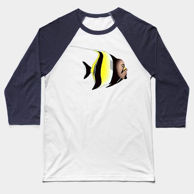 Moorish Idol Gentlefish Baseball T-Shirt by Rosiethekitty13